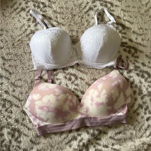 Auden Pink and White Lace Bras with Underwire you get 2 ! NEVER WORN